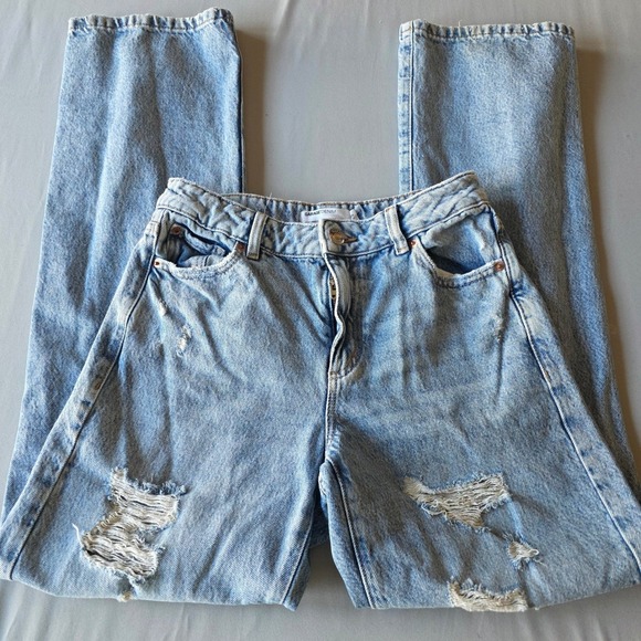 Garage Denim 90s Straight Leg Distressed Jeans Women's Size 1/ 0 Light Wash - Picture 1 of 7